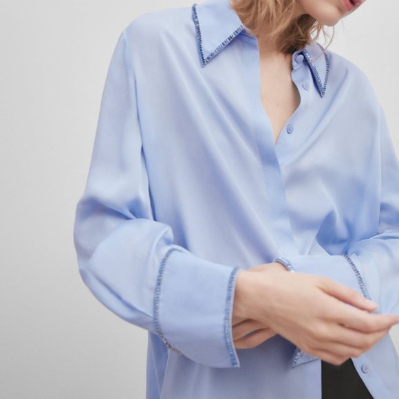 MASSIMO DUTTI Studio Flowing shirt with rhinestone detail 9407/954 - Picture 3 of 13